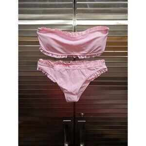 Shein pink ruffle strapless swimsuit bikini